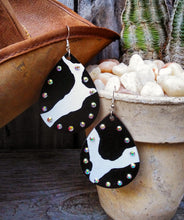 Load image into Gallery viewer, Rhinestone Cowgirl Earrings (Dairy Cow)