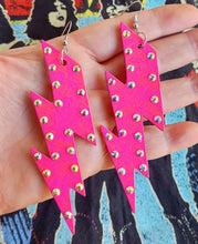 Load image into Gallery viewer, Lightning Bolt Earrings (Two tone Pink)