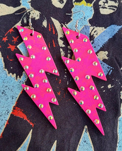 Lightning Bolt Earrings (Two tone Pink)
